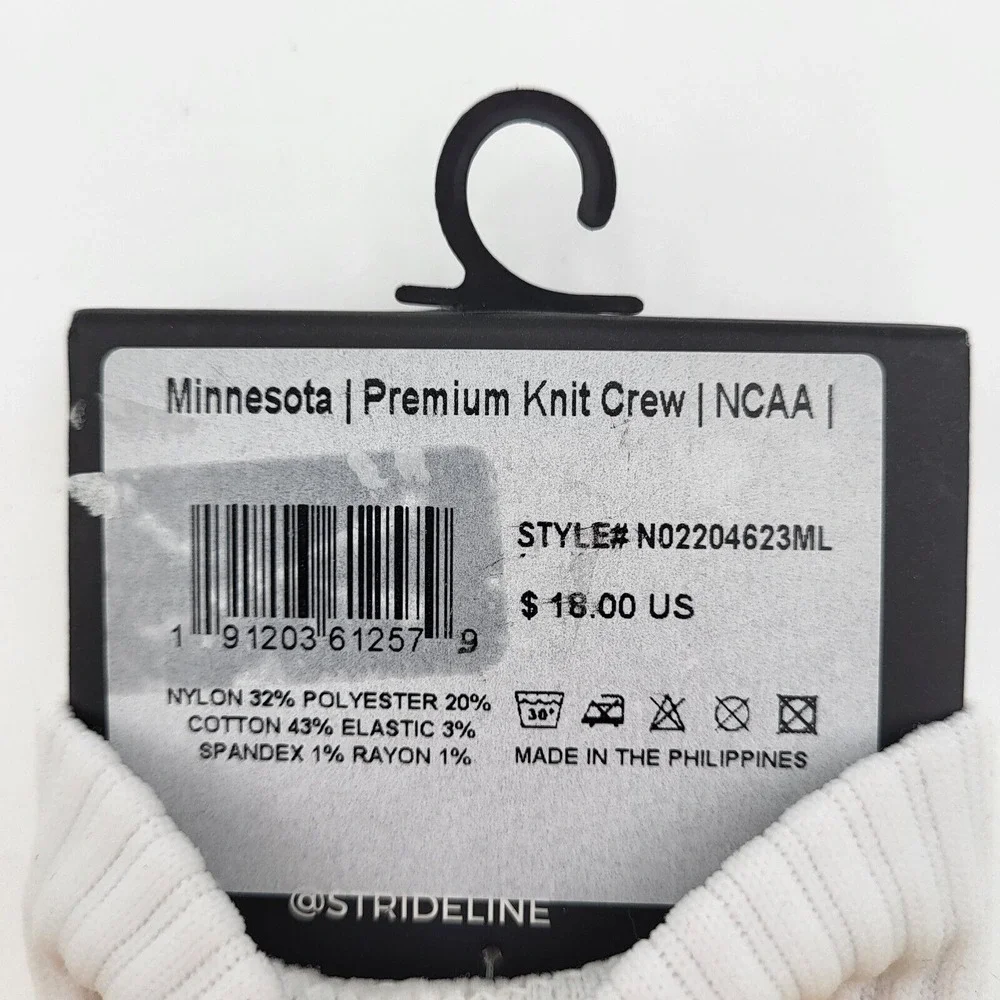 2 Pair Minnesota Gophers Strideline Knit Crew Socks M/L Mens 8-12 Women 9.5-13.5